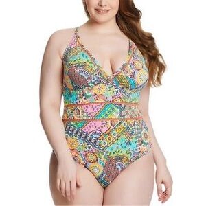 Bleu Rod Beattie Seriously Sunny One Piece Plus Size 22W Multicolored Swimsuit